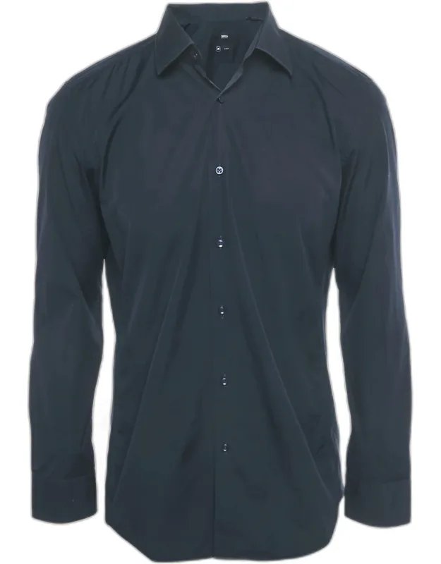 Cotton And Knit Trim Slim Fit Shirt