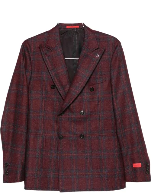 Double-breasted Checked Blazer