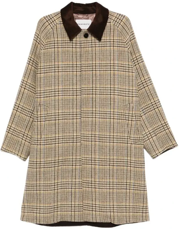 Long Wool Coat With Check Pattern