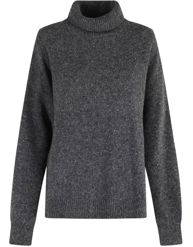 High Neck Sweater With Side Slits