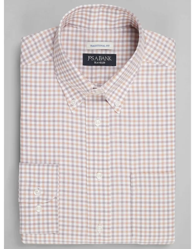 Traditional Fit Button-down Collar Gingham Dress Shirt
