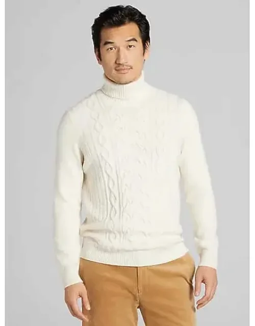 Modern Fit Cable Knit Turtleneck Sweater
