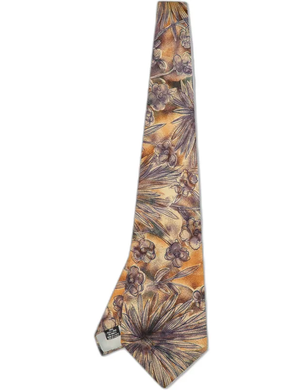 Floral Print Silk Traditional Tie