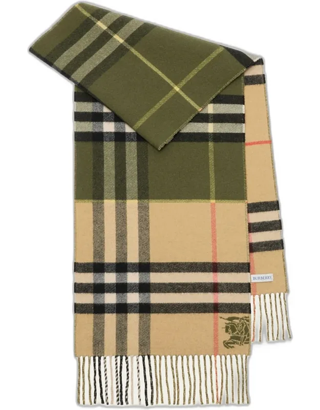 Contrast Check Cashmere Scarf