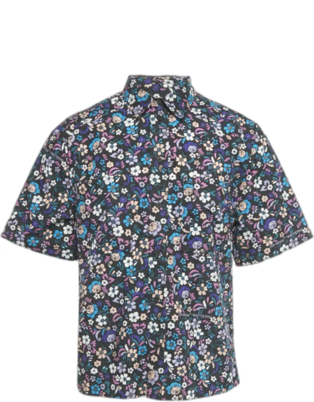 Floral Print Cotton Short Sleeve Shirt