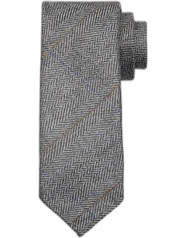 Herringbone Check Wool-blend Tie