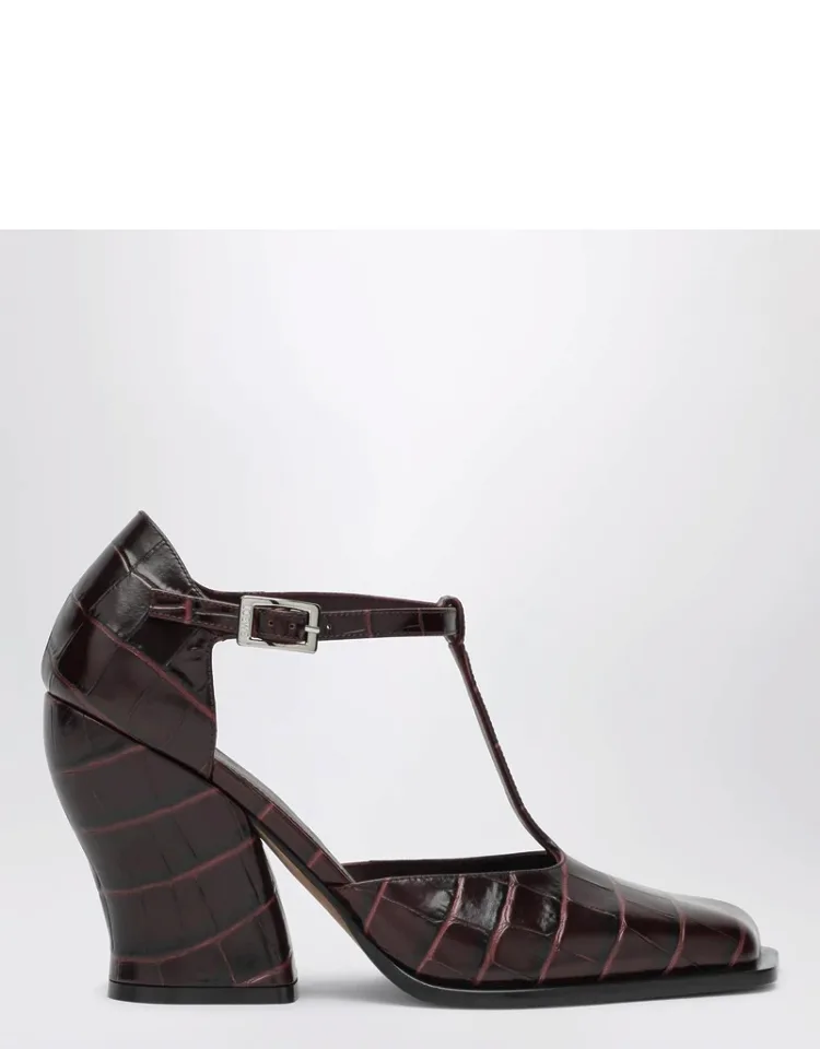 Onda T-bar Pumps In Embossed Leather