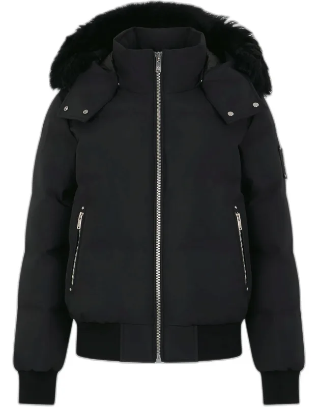 Cloud Down Bomber Jacket With Shearling Trim