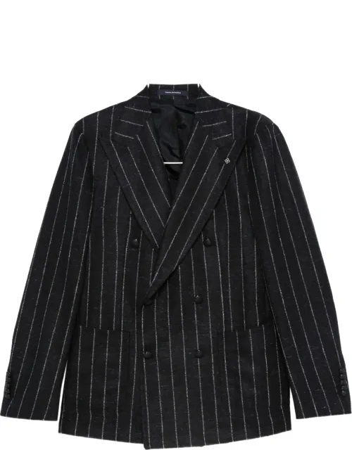 Striped Double-breasted Blazer