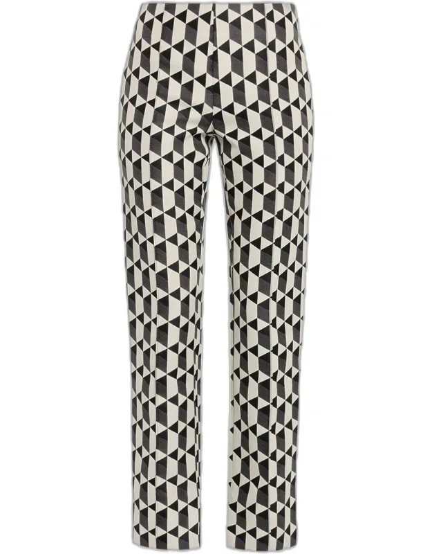 Geo Jacquard Straight-leg Split Pants