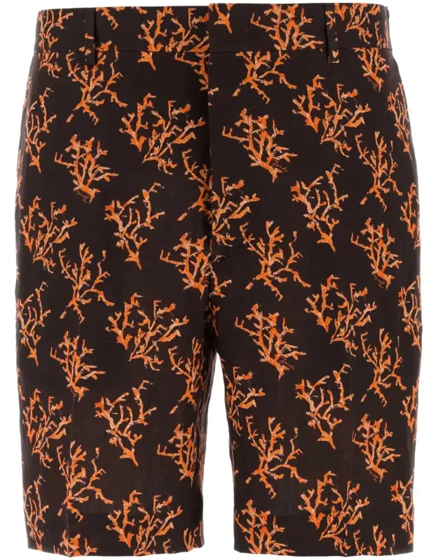 Printed Linen Bermuda Shorts