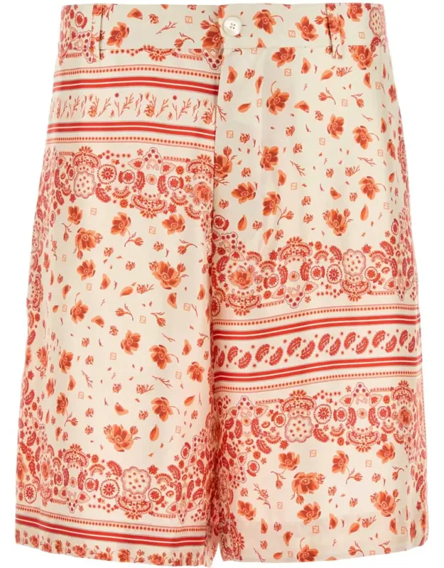 Printed Silk Bermuda Shorts