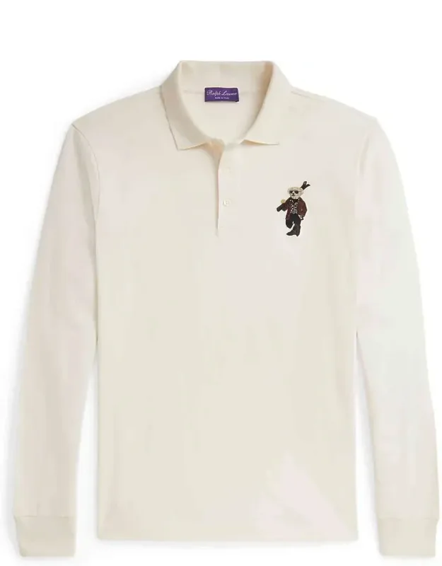 Polo Shirt With Embroidered Bear Logo Patch
