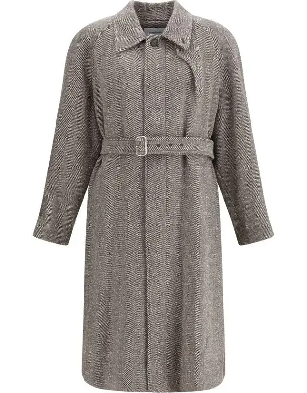 Herringbone-patterned Coat