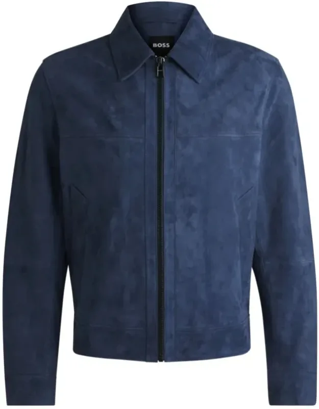 Regular-fit Jacket In Soft Suede With Zip Front