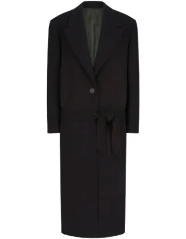 The Attico Coat With Wide Notch Lapel And Knotted Belt