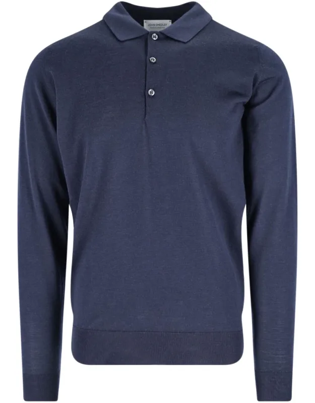 'bepler' Polo Shirt In Extrafine Merino Wool With Classic Collar And Button Closure