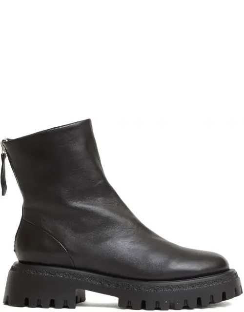 Leather Ankle Boots With Back Zip