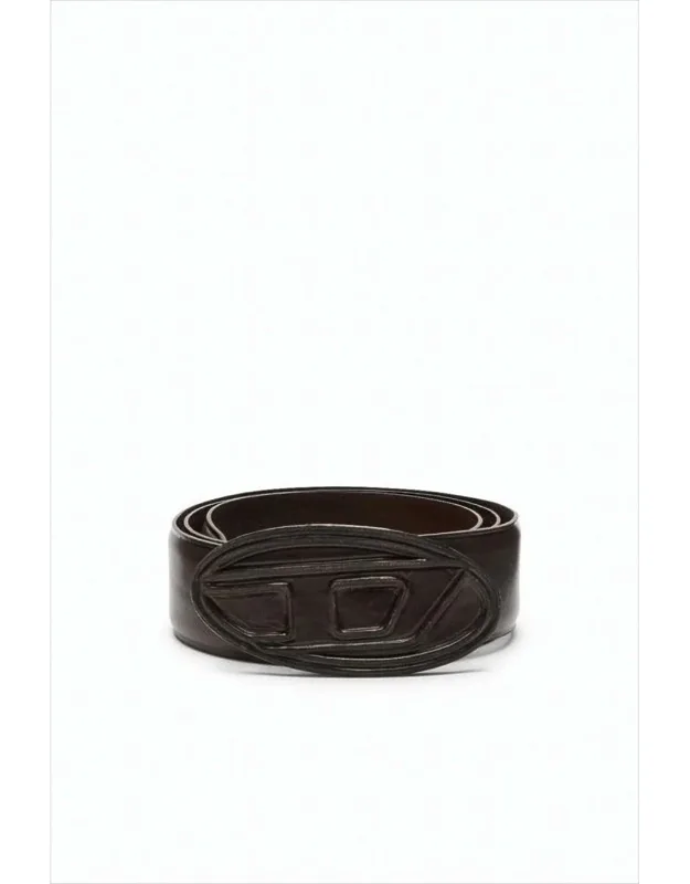 Cowhide Leather Belt With Oval Buckle Detail