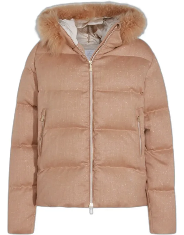 Eleventy Down Jacket With High Collar And Padded
