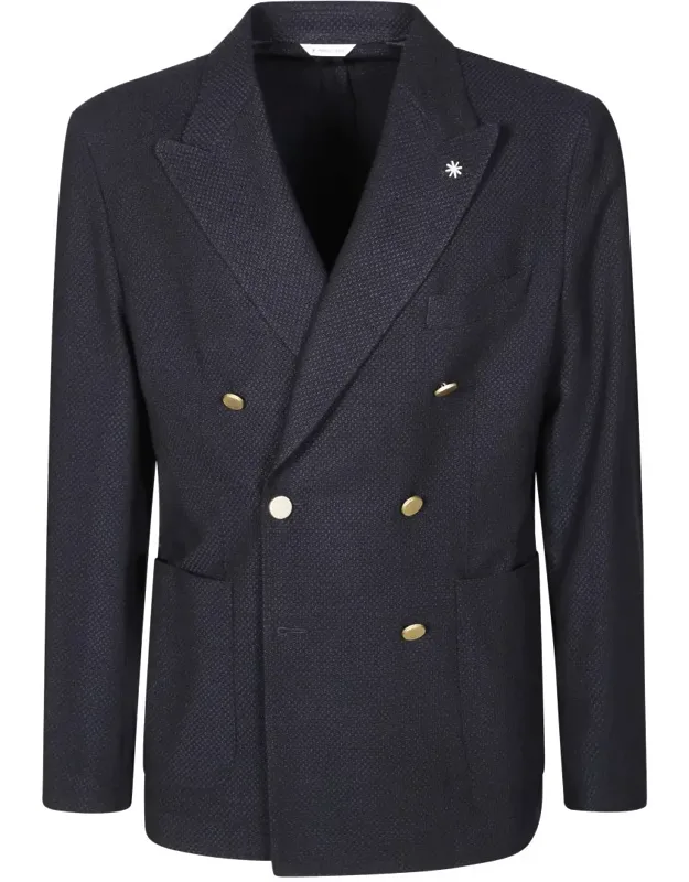 Double-breasted Blazer With Gold Button Detailing