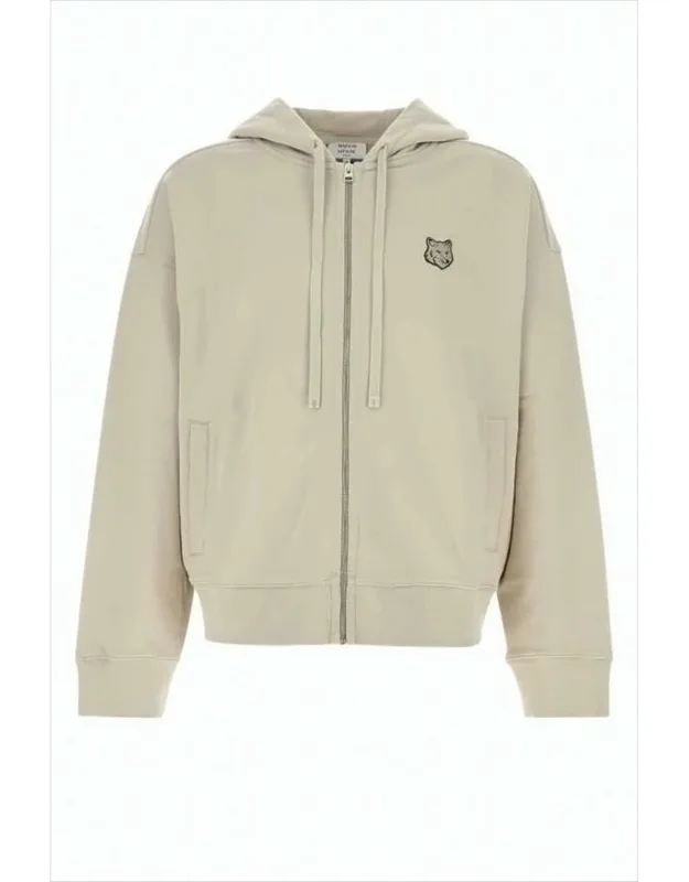 Cropped Hoodie Jacket With Drawstring And Embroidered Logo