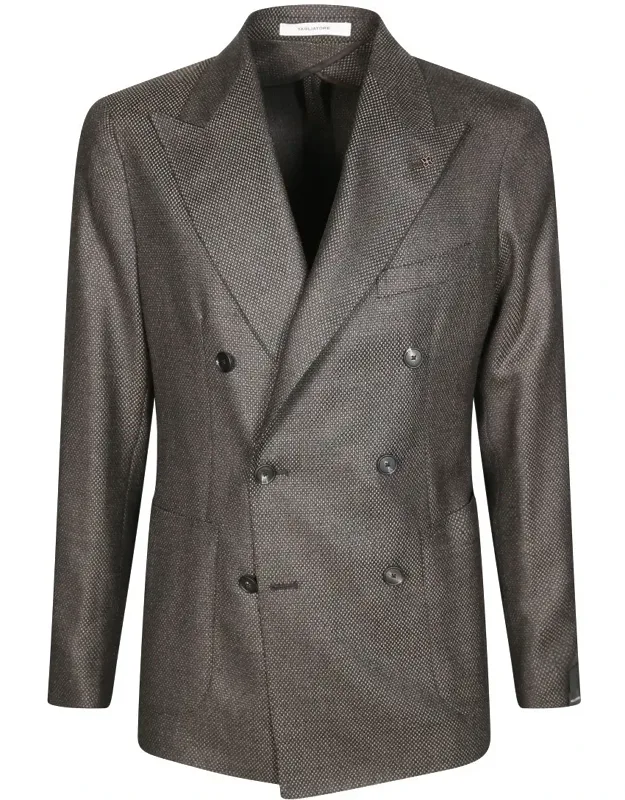 Textured Blazer With Checkered Pattern