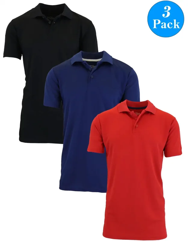 Tagless Dry-fit Moisture-wicking Polo Shirt - 3 Pack