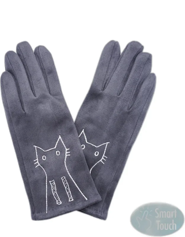 Pointed Faux Suede Smart Touch Gloves