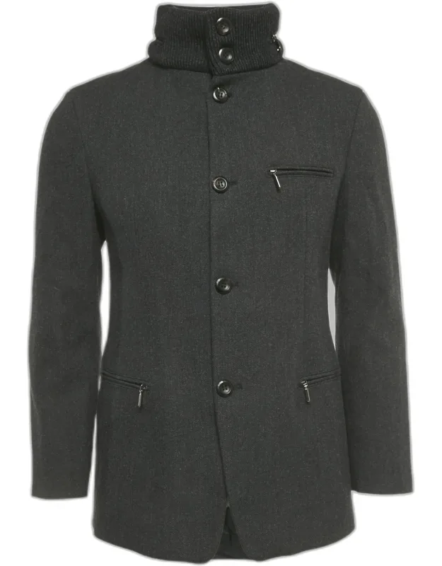 Wool & Cotton Concealed Hood Coat