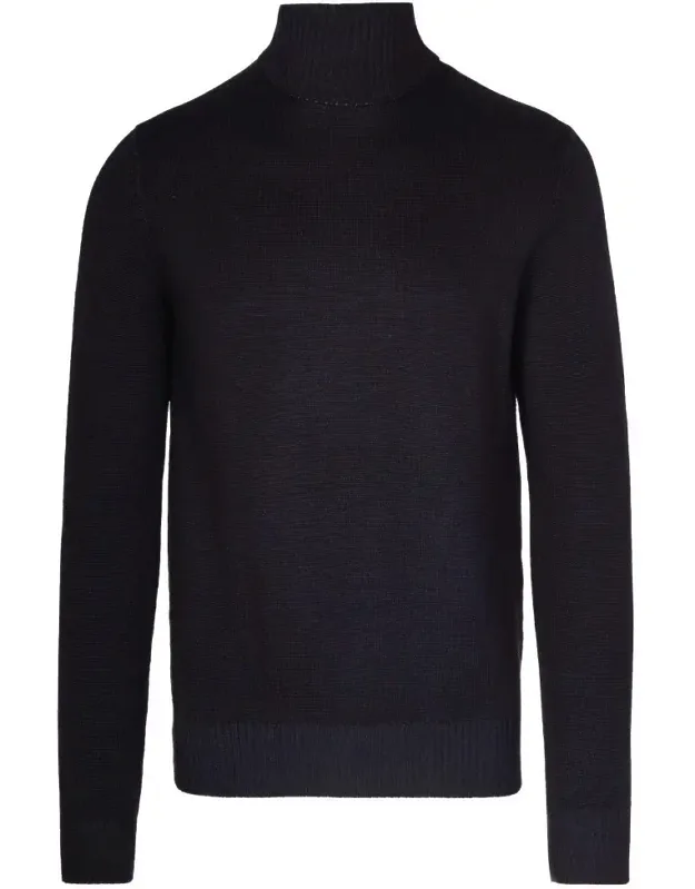 Ribbed Turtleneck Sweater In 100% Virgin Wool