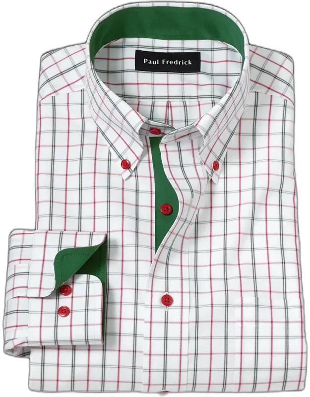 Tailored Fit Comfort Stretch Non-iron Windowpane Dress Shirt