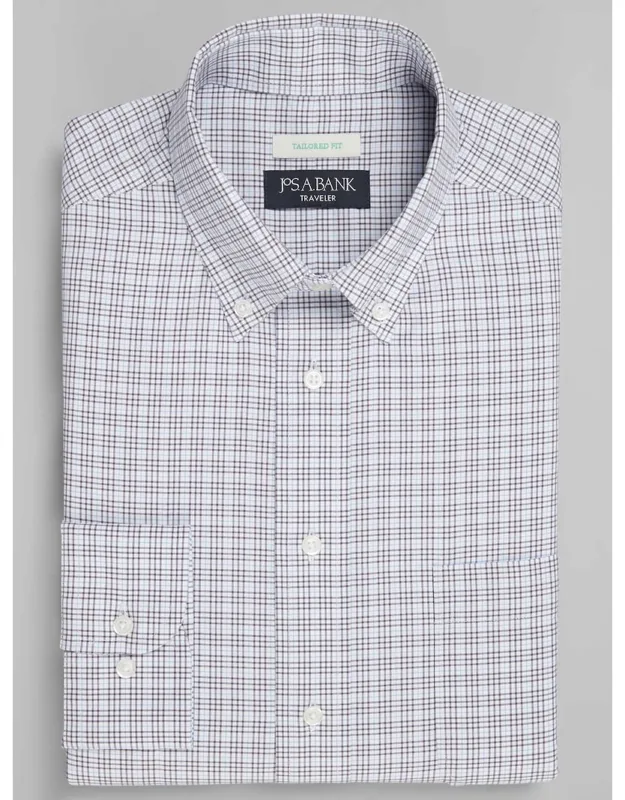 Traveler Collection Tailored Fit Button-down Collar Check Dress Shirt