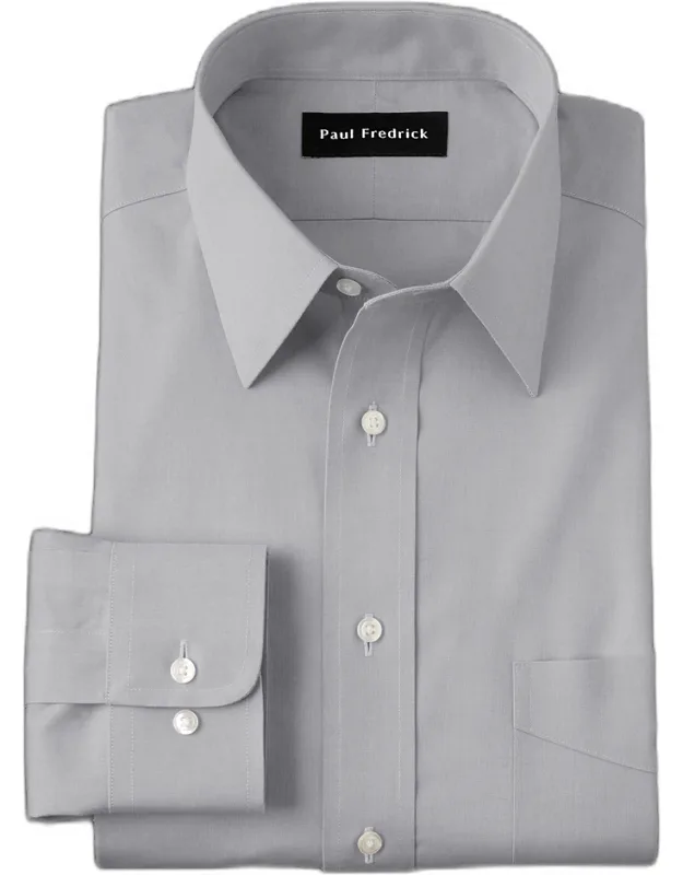 Non-iron Cotton Pinpoint Solid Point Collar Dress Shirt