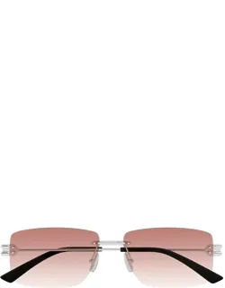 Bottega Veneta Rectangular Silver Sunglasses