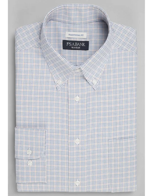 Traveler Collection Traditional Fit Button-down Collar Check Dress Shirt