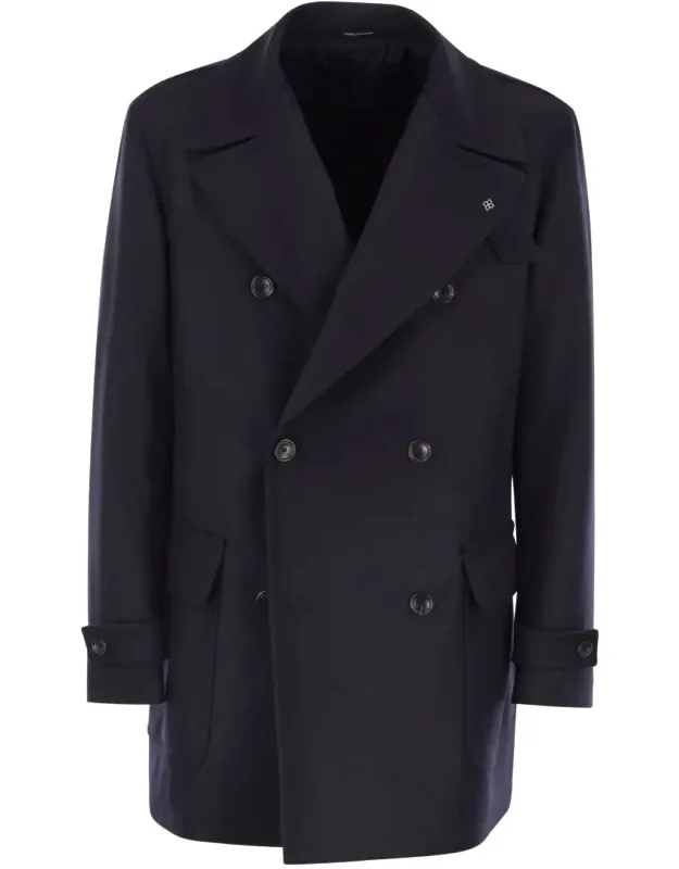 Double-breasted Coat In Virgin Wool