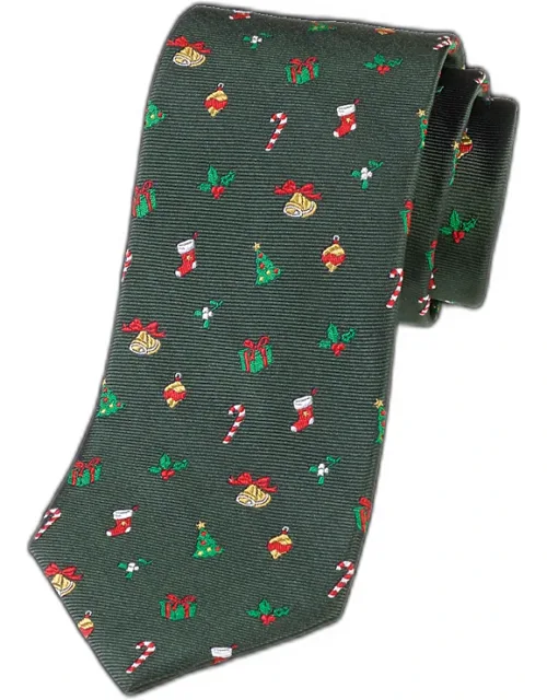 Christmas Motif Woven Silk Tie