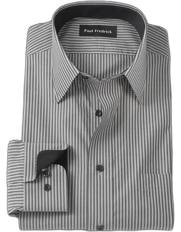 Slim Fit Non-iron Cotton Stripe Dress Shirt