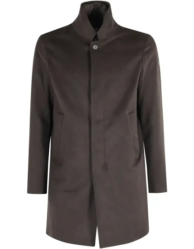 Structured Wool Blend Coat With Detachable Bib