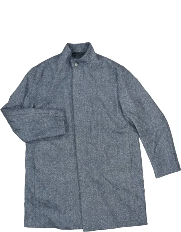 Wool Blend Button Front Long Length Trench Coat