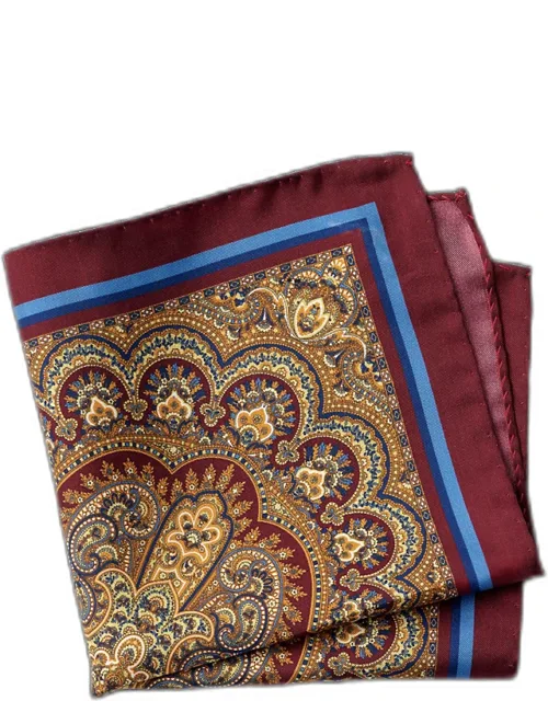 Medallion Silk Pocket Square Dry Clean Only Printed Made In Italy