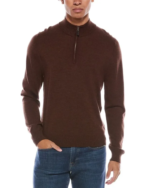 Merino Wool 1/4-zip Mock Neck Sweater