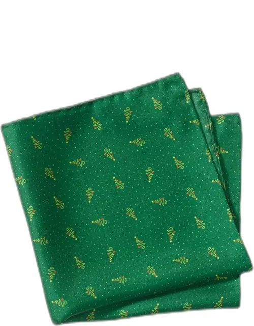 Christmas Tree Motif Silk Pocket Square