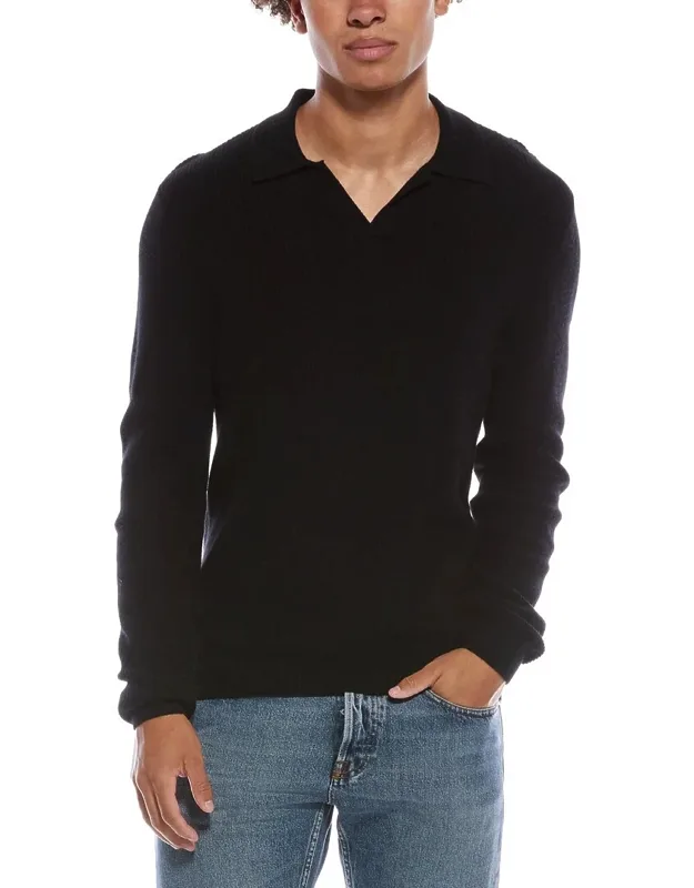 Ribbed Cashmere Polo Shirt
