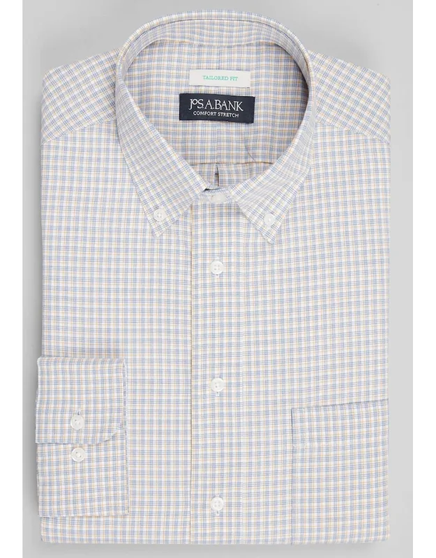 Tailored Fit Offset Grid Dress Shirt