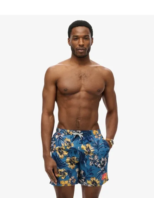 Hawaiian Print 16-inch Swim Shorts