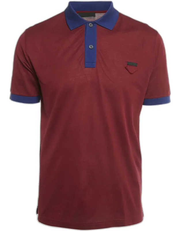 Cotton Triangle Logo Applique Two Tone Polo T-shirt