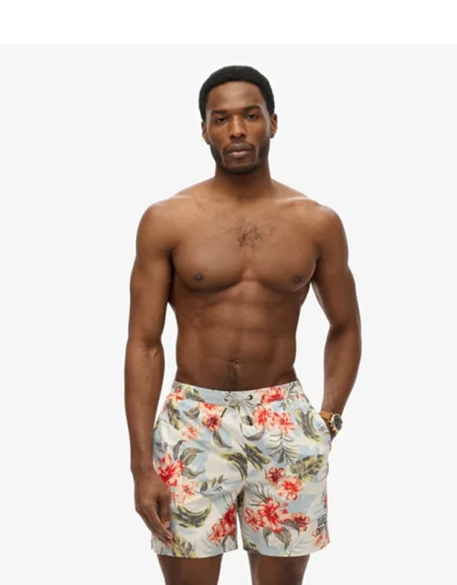 Hawaiian Print 16-inch Swim Shorts