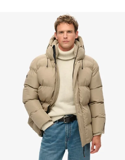 Hooded Mid Length Sports Puffer Jacket